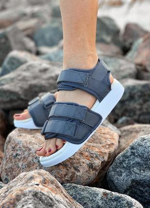 Adidas sandals grey white, женские сандали летние, сланцы-шлепанцы-шлепки