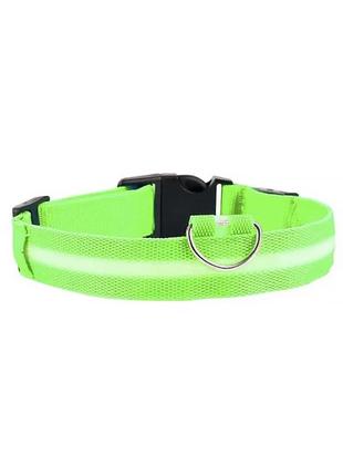 Светодиодный ошейник lesko green s led usb светящийся для собак и котов 1шт