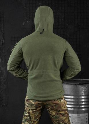 Флісова тактична куртка з капюшоном олива фліска хакі2 фото