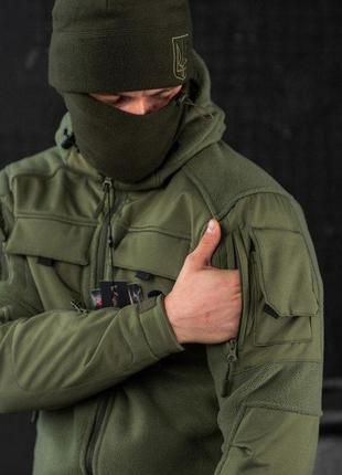 Флісова тактична куртка з капюшоном олива фліска хакі9 фото