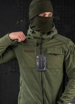 Флісова тактична куртка з капюшоном олива фліска хакі10 фото