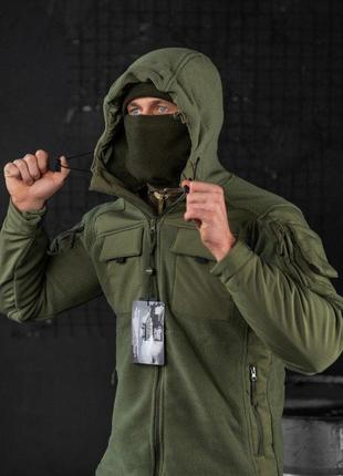 Флісова тактична куртка з капюшоном олива фліска хакі6 фото