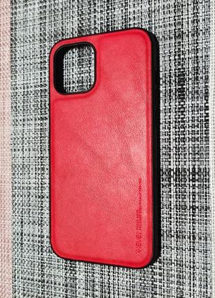 Вінтажний шкіряний чохол x-level для айфон iPhone 14 pro max рожевий червоний