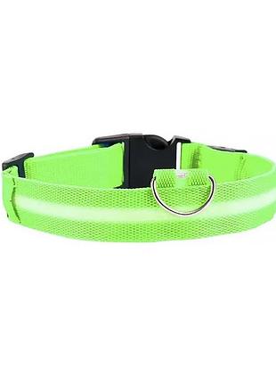 Світлодіодний нашийник lesko green m led usb світний для собак і котів 5 шт.