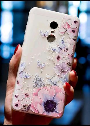Чехол с 3d рисунком flowers case для xiaomi redmi note 4x global ( qualcomm 8 ядер )
