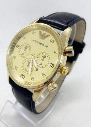 Годинник чоловічий наручний armani золотистий з чорним ремінцем ( код: ibw082y )