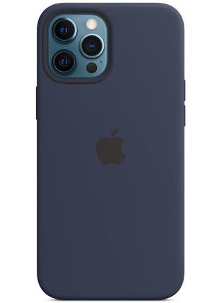 Чохол silicone case original full cover для apple iphone 12 pro max синій / deep navy