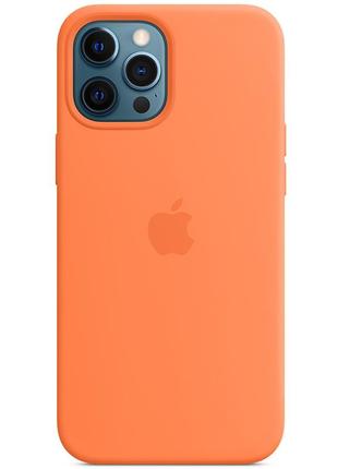 Чохол silicone case original full cover для apple iphone 12 pro max помаранчевий / kumquat1 фото