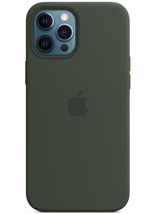 Чохол silicone case original full cover для apple iphone 12 pro max темно зелений