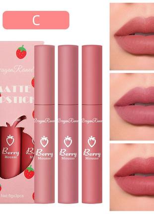 Набір водостійких рідких матових помад dragon ranee matte lipstick c 3 шт1 фото