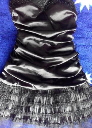 Коктейльное платье-бюстье от miso черное с кружевом и пайетками5 фото