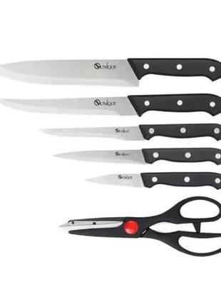 Набір ножів unique
з ножицями + підставка1 фото