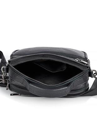 Вертикальная мужская кожаная сумка барсетка через плечо с ремнем на карабинах tiding bag мессенджер6 фото