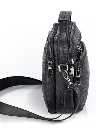 Вертикальная мужская кожаная сумка барсетка через плечо с ремнем на карабинах tiding bag мессенджер7 фото