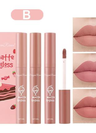 Набір водостійких рідких матових помад dragon ranee matte lipgloss b 3 шт