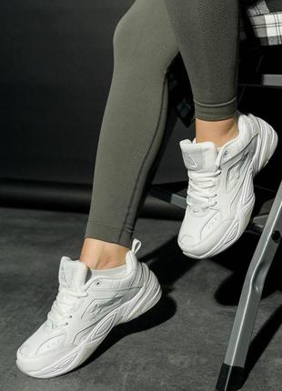 Жіночі шкіряні кросівки nike m2k tekno prm all white grey, кеди жіночі найк білі. жіноче взуття1 фото