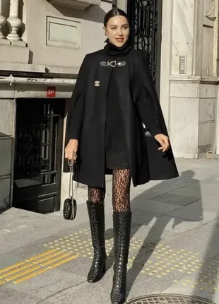 Zara линейка manteco шерсть кейп пончло пальто