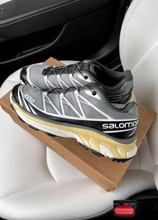 Мужские беговые кроссовки salomon xt-6 grey white black10 фото