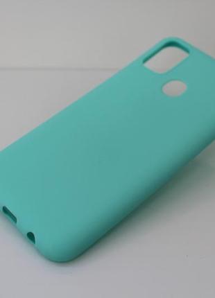 Чехол soft touch для samsung galaxy m21 (m215) силикон бампер мятно-голубой