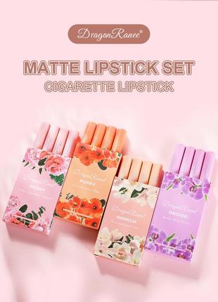 Набір помад dragon ranee orchid matte lipstick set 4 шт6 фото