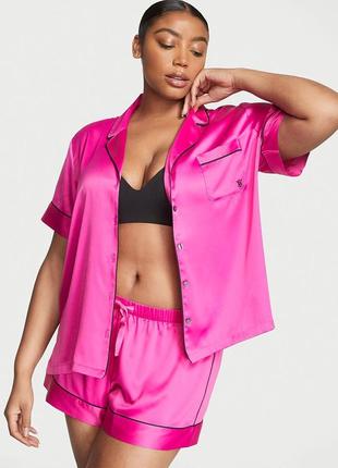 Сатиновая пижама виктория сикрет victoria's secret satin short pajama set оригинал