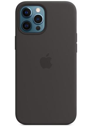 Чохол silicone case original full cover для apple iphone 12 pro max чорний / black1 фото