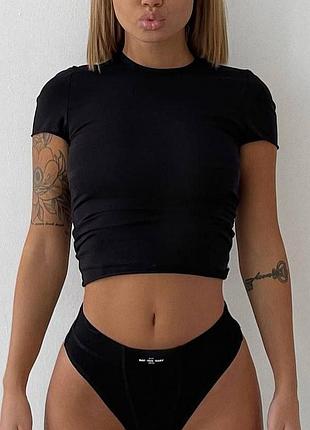 Базовий топ/ вкорочена облягаюча футболка🔥