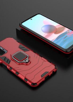 Ударопрочный чехол transformer ring for magnet для xiaomi redmi note 10 pro / 10 pro max red2 фото