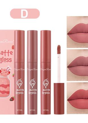 Набір водостійких рідких матових помад dragon ranee matte lipgloss d 3 шт