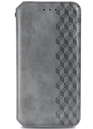 Шкіряний чохол книжка getman cubic (pu) для zte blade a31 сірий, штучна шкіра, слот для візитки