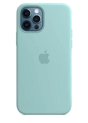 Чохол silicone case original full cover для apple iphone 12 pro max light blue1 фото