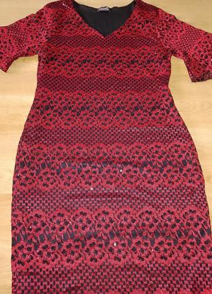 Красивое красное гипюровое платье с подкладкой стрейч2 фото