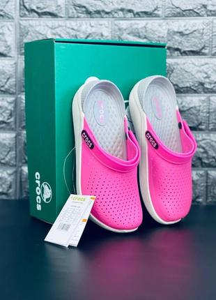 Женские шлепанцы crocs розовые тапочки крокс