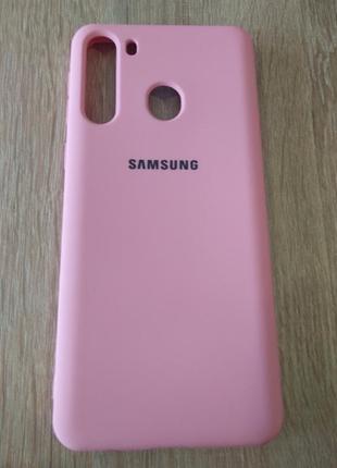 Чехол silicone cover case для samsung a21/a215 pink