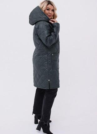 Женская удлиненная демисезонная куртка 48-66 размеры7 фото