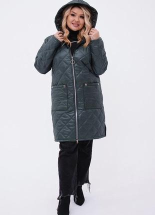 Женская удлиненная демисезонная куртка 48-66 размеры6 фото