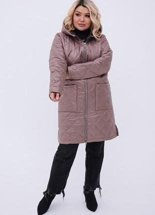 Женская удлиненная демисезонная куртка 48-66 размеры8 фото