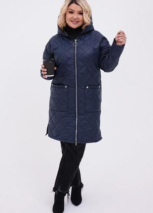 Женская удлиненная демисезонная куртка 48-66 размеры4 фото