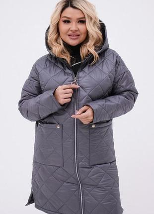 Женская удлиненная демисезонная куртка 48-66 размеры2 фото