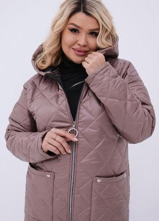 Женская удлиненная демисезонная куртка 48-66 размеры9 фото