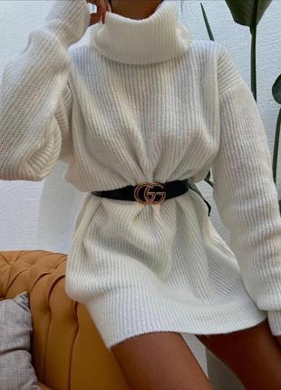 Платье утепленное акрил теплого короткого свитера мини длинные рукава по фигуре прямая оверсайз свитер в &lt;unk&gt; погремушка входящий объемный воротник хомут3 фото