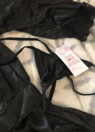 Шёлковый сексуальный халат пеньюар  с трусиками5 фото