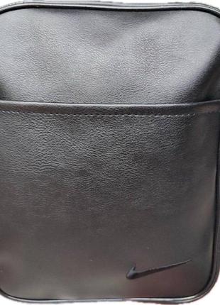 Чоловіча сумка еко шкіра барсетка через плече чорна10 фото