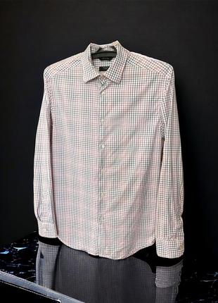 Paul smith london made in italy the byard біла синя сорочка на довгий рукав в клітинку m - l