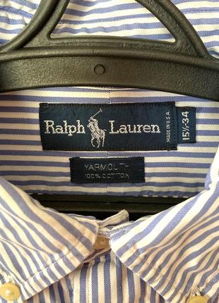 Ralph lauren yarmouth сорочка в полоску на довгий рукав біла синя 15 1/2    343 фото