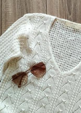 Zara изумительный джемпер с шерстью и мохером белого цвета\актуальный дизайн2 фото