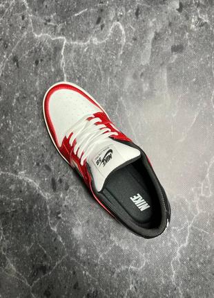Стильные топовые белые красные мужские кроссовки весна-осень, кожаные/кожа-мужская обувь демисезон5 фото