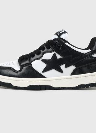 Мужские кроссовки bape sta sk8 leather black white