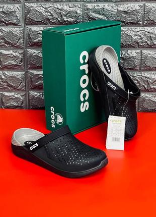 Мужские шлепанцы crocs черные тапочки крокс