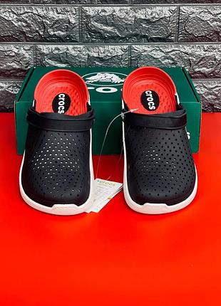 Мужские шлепанцы crocs черные тапочки крокс